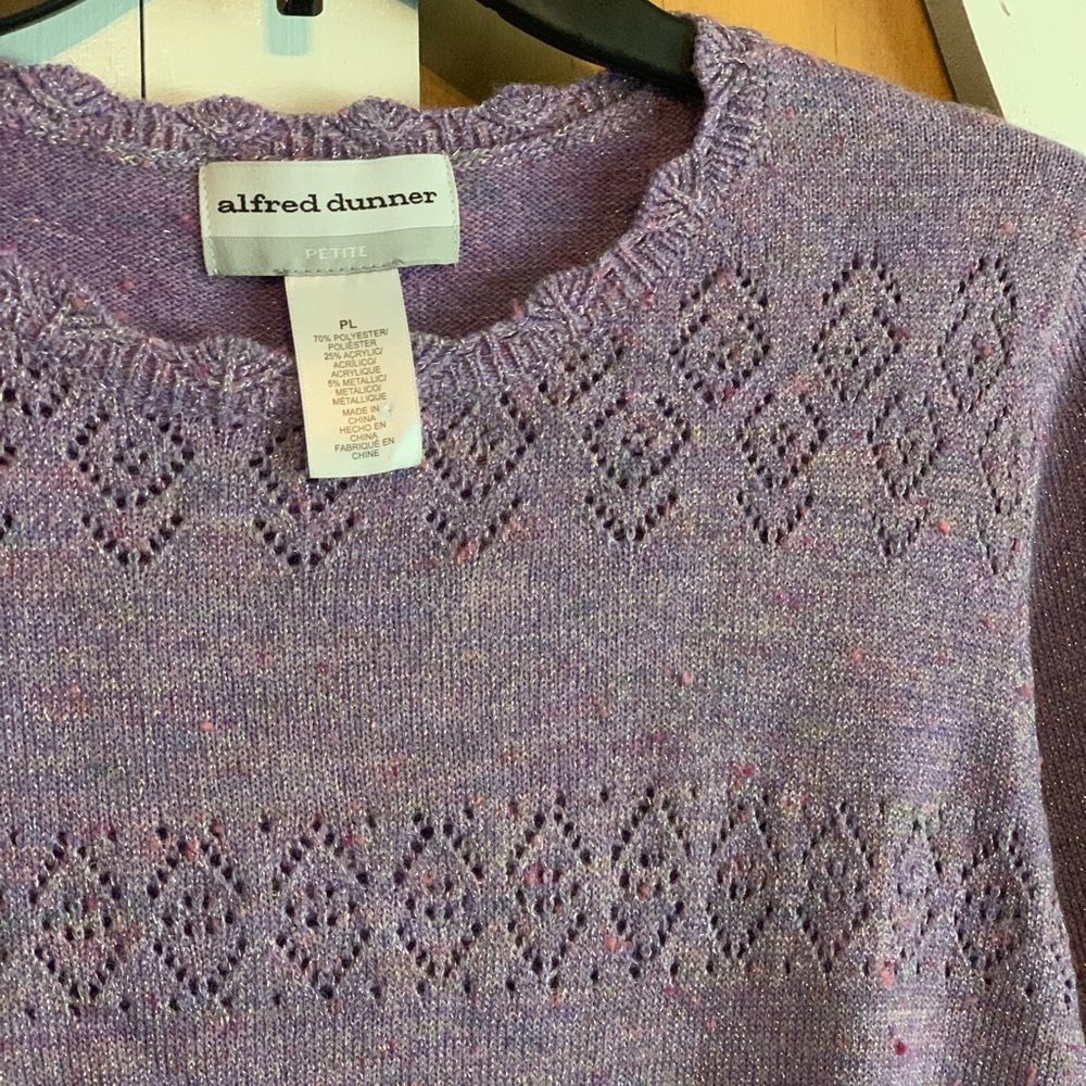 NWT Alfred Dunner light long sleeve lavender sweater in petite large
